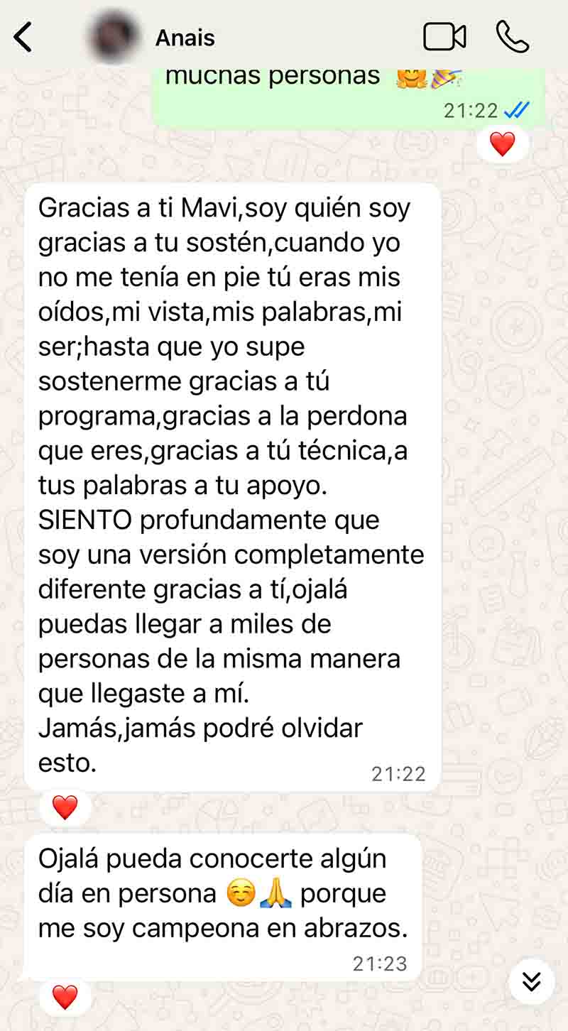 Mensaje de una alumna