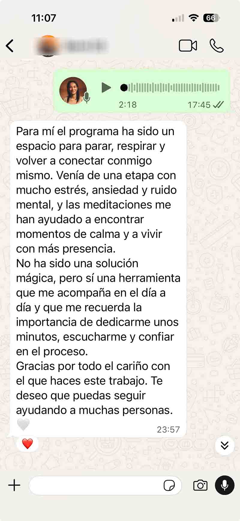 Mensaje de un alumno