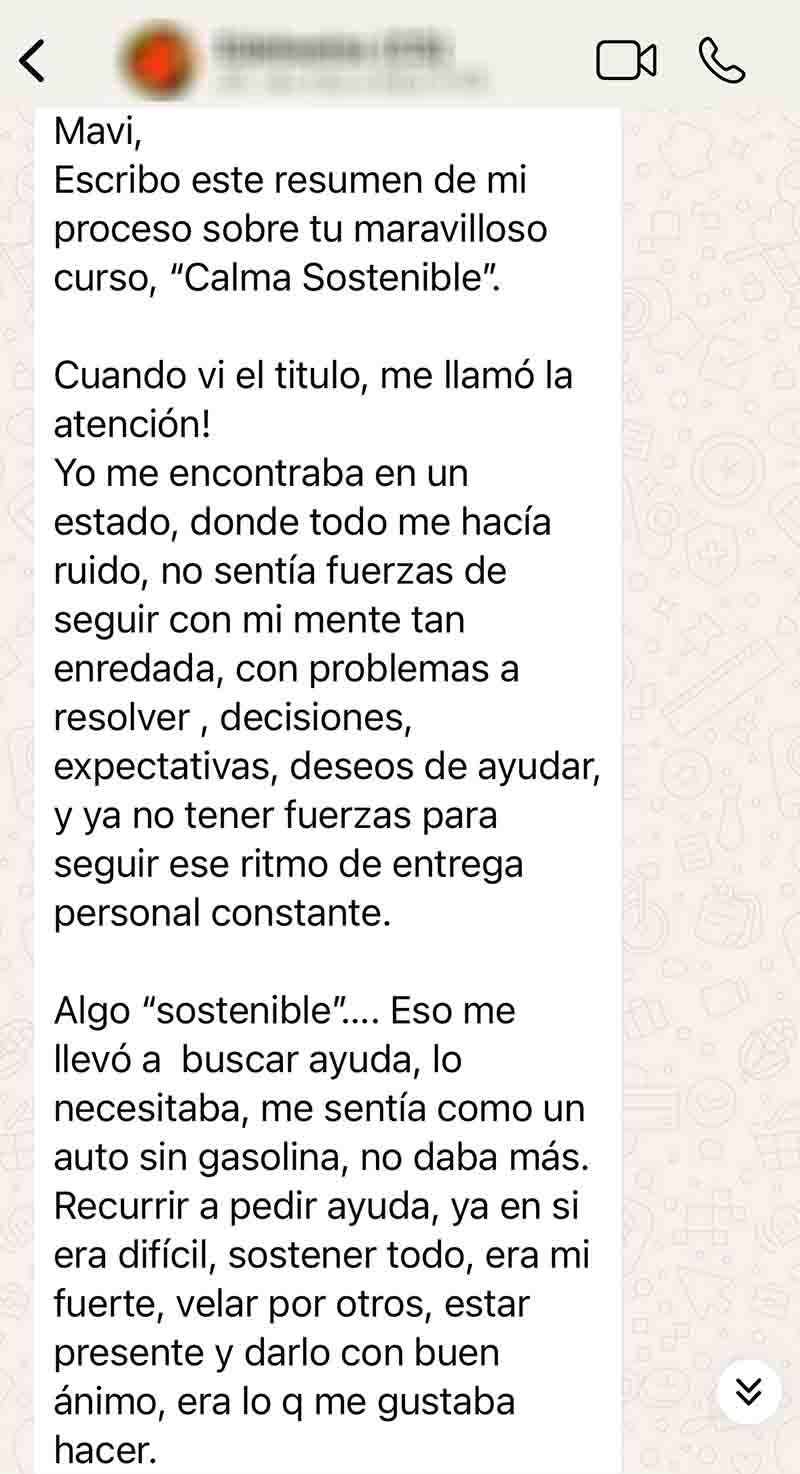 Mensaje de una alumna