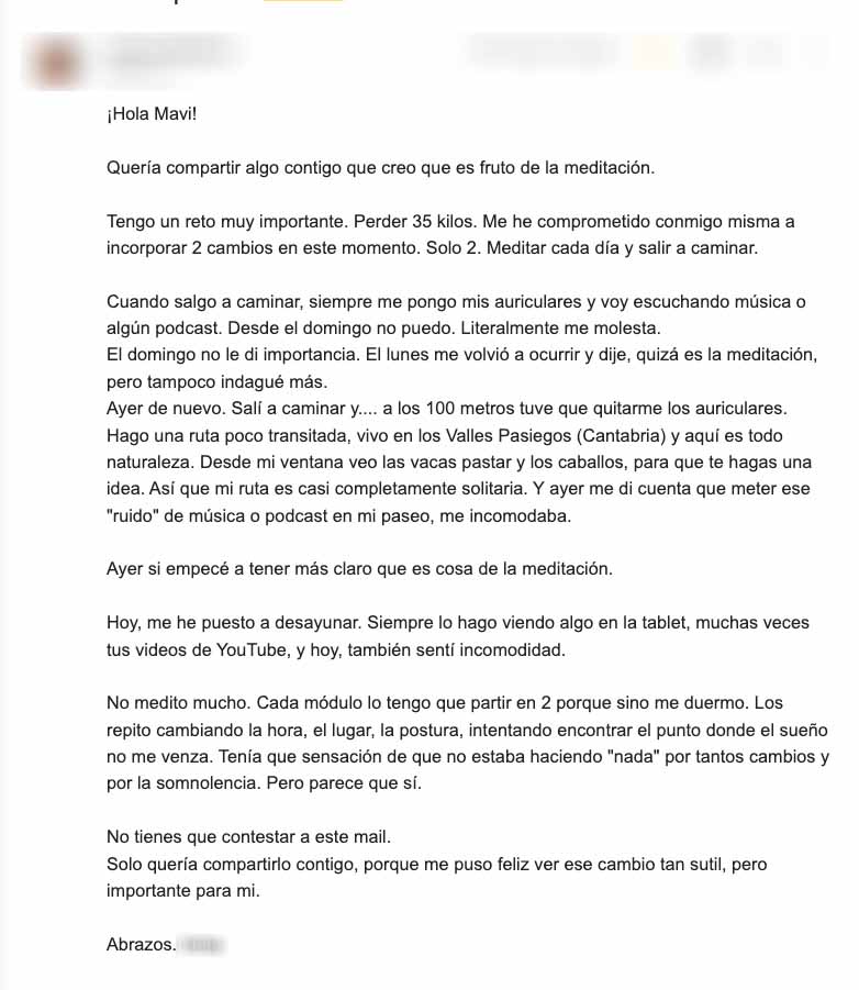 Email de una alumna
