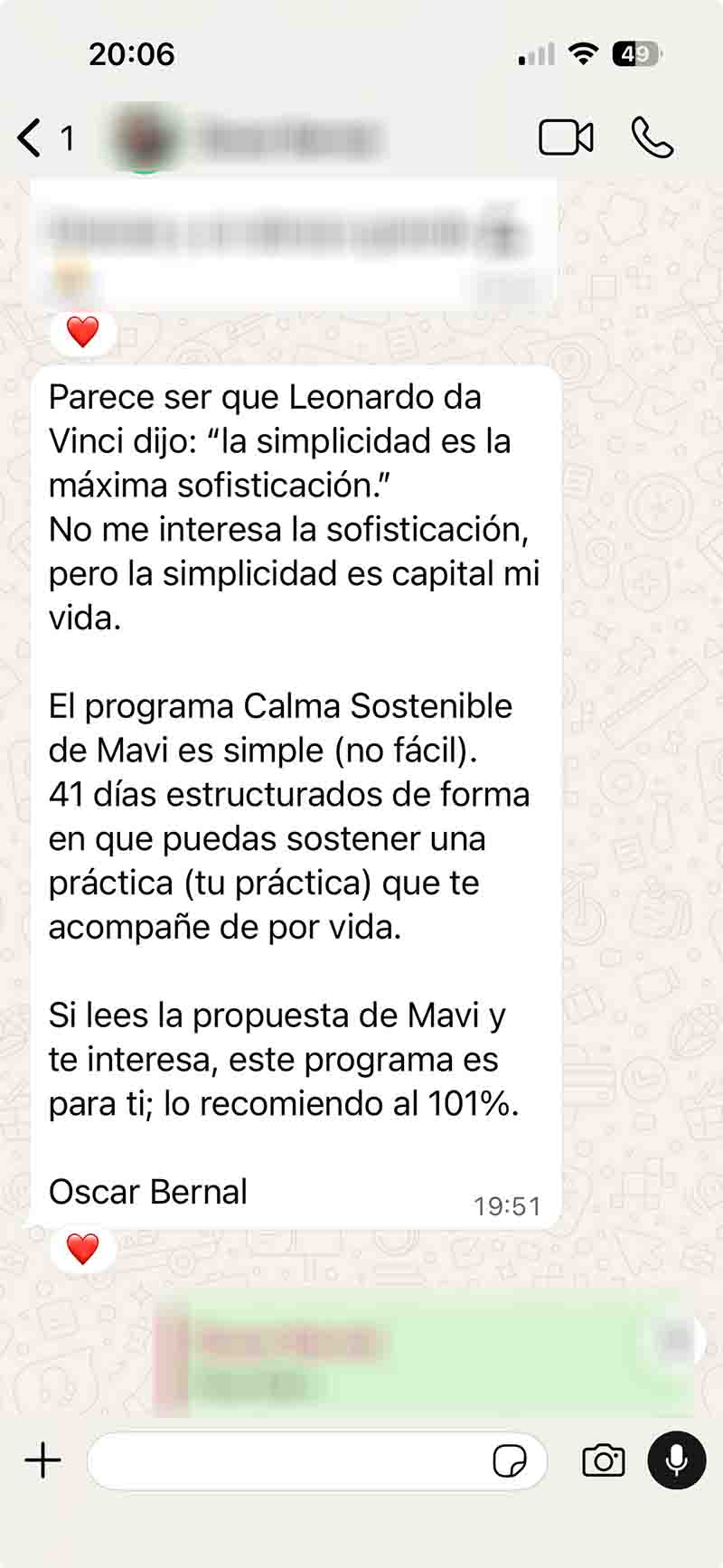 Mensaje de Óscar Bernal